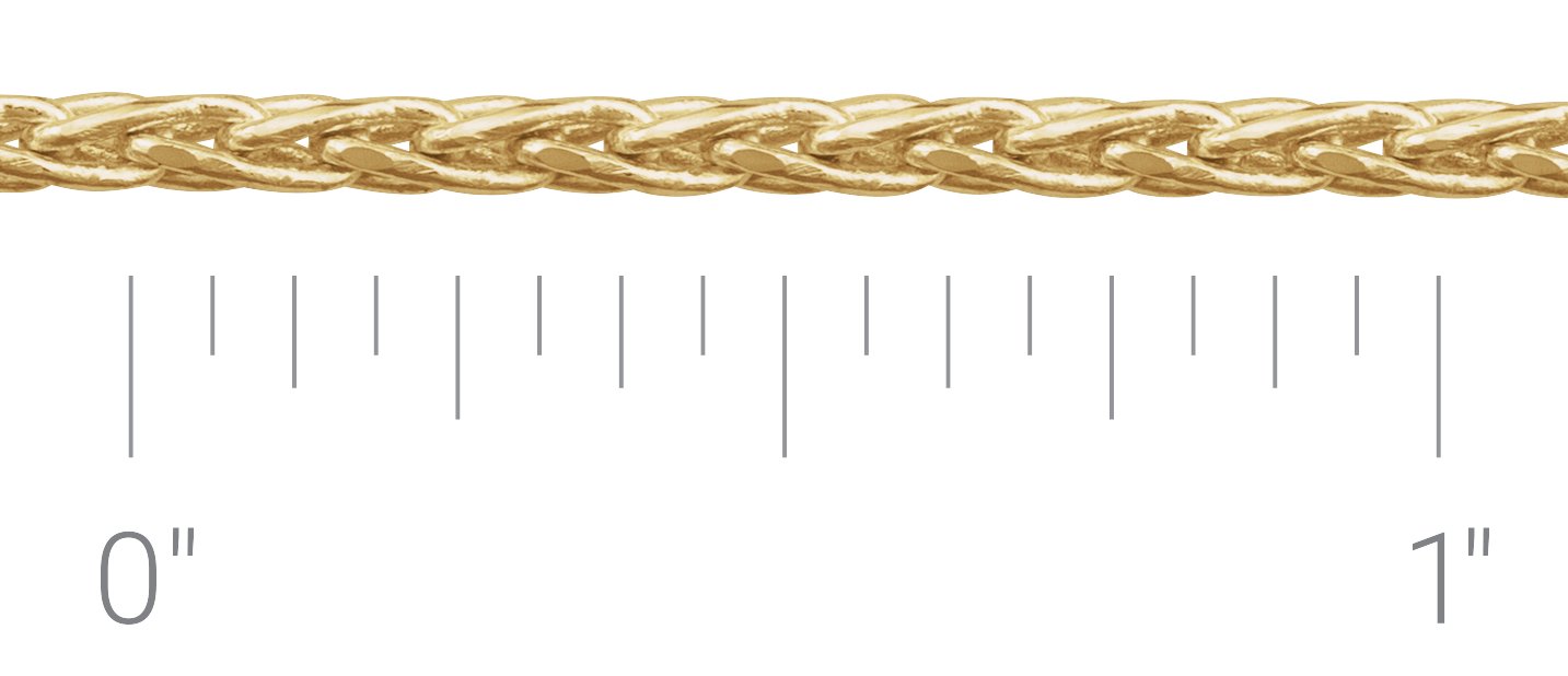 14K Yellow 2 mm Diamond-Cut Wheat Chain by the Inch