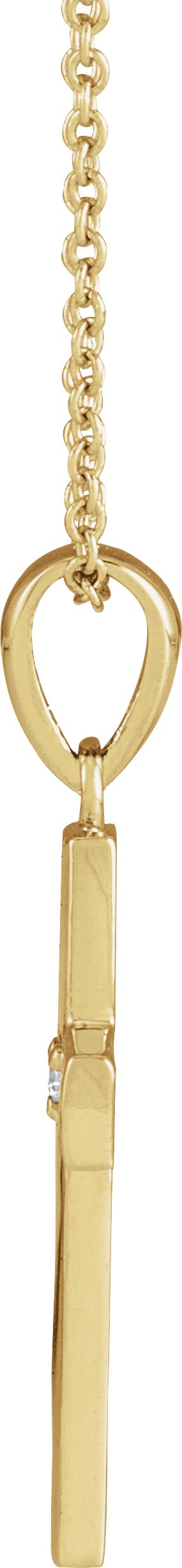 14K Yellow .015 CT Natural Diamond Engravable Cross 16-18 Necklace