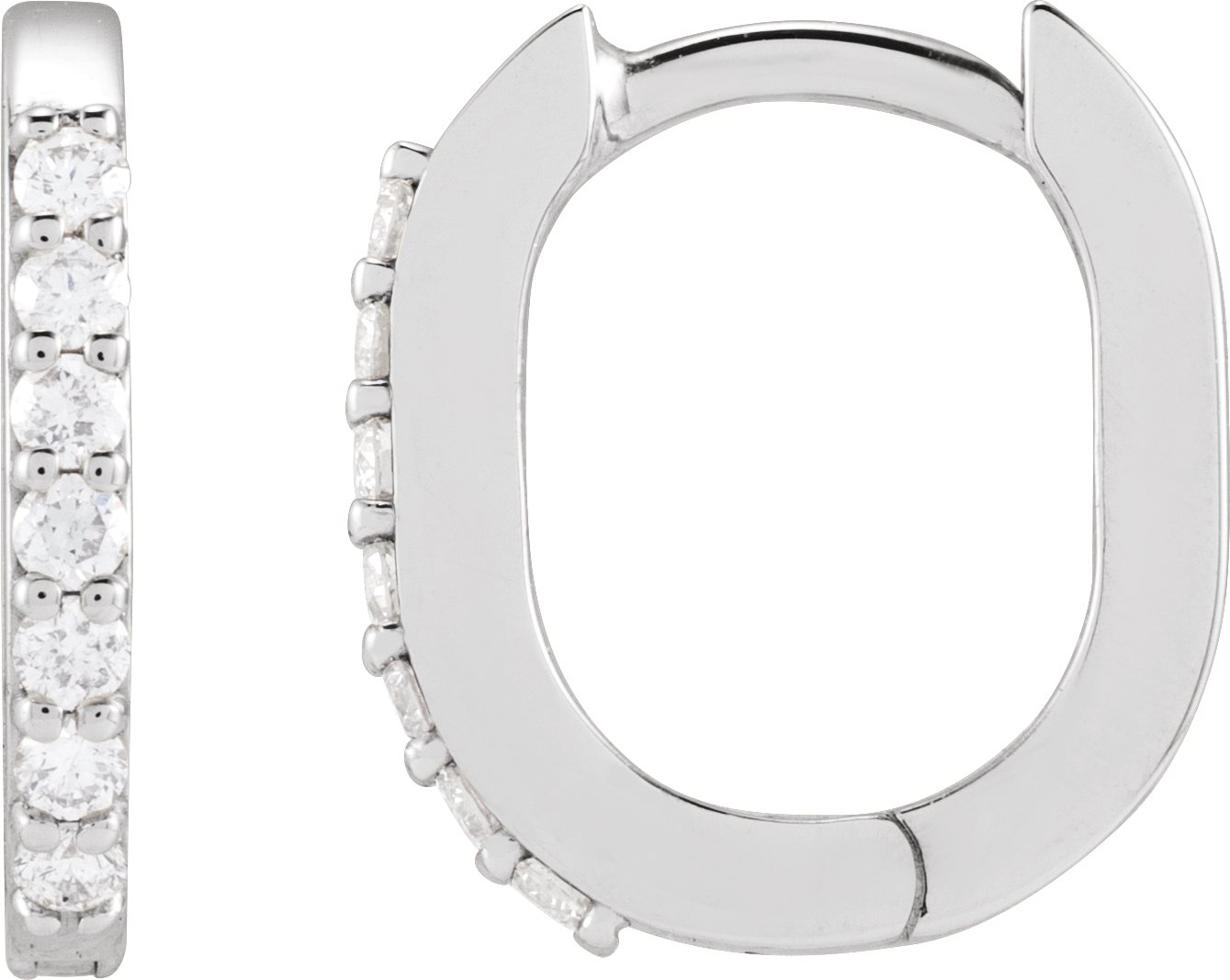 14K White 1/6 CTW Natural Diamond 15 mm Hoop Earrings