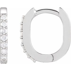 14K White 1/8 CTW Natural Diamond 12 mm Hoop Earrings
