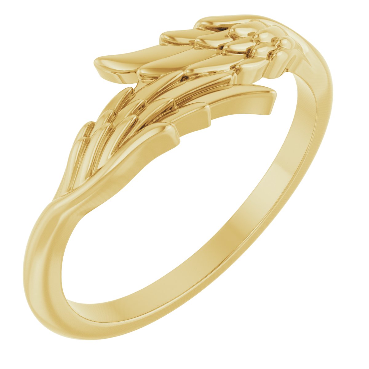 14K Yellow Angel Wings Ring