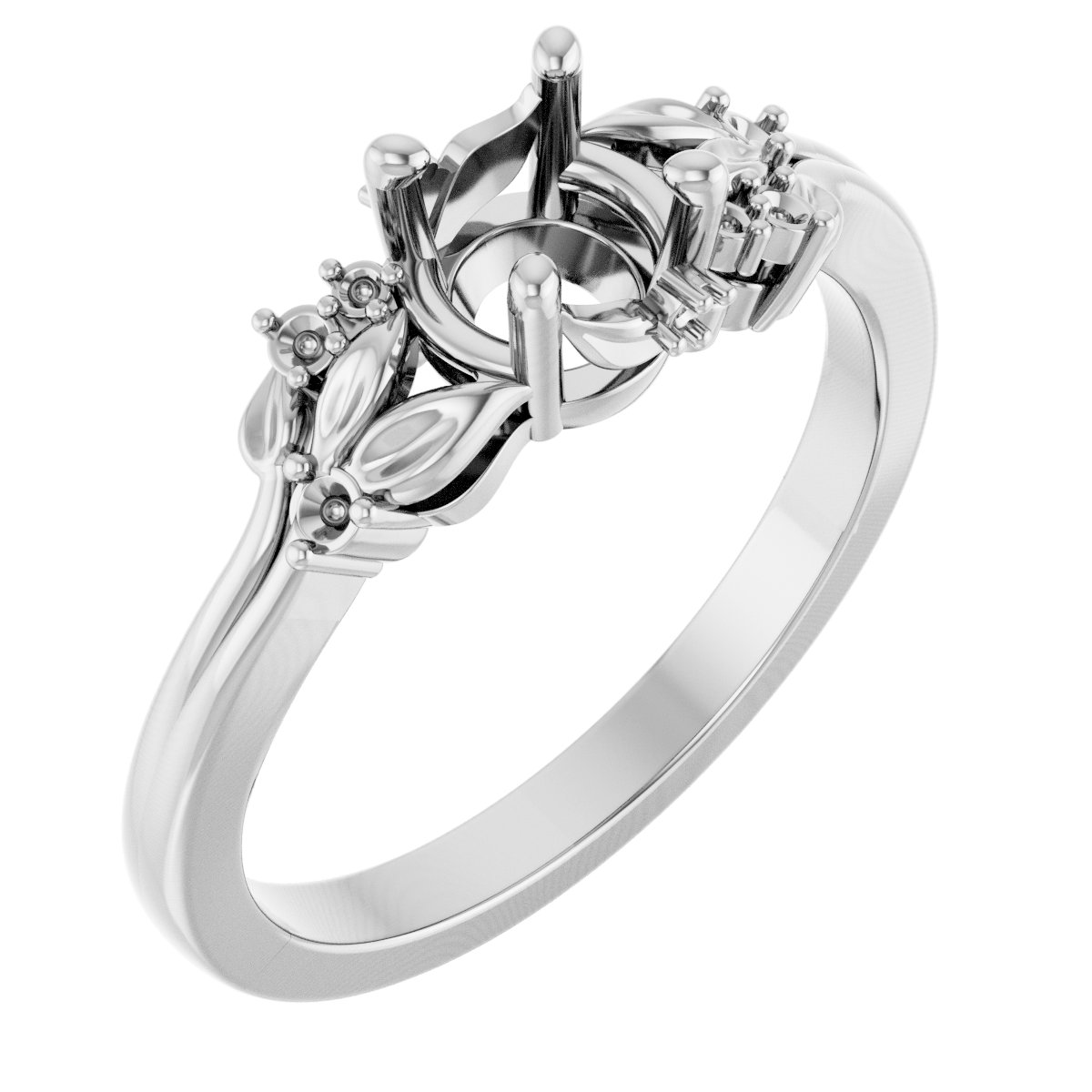 Accented Floral Engagement Ring or Band