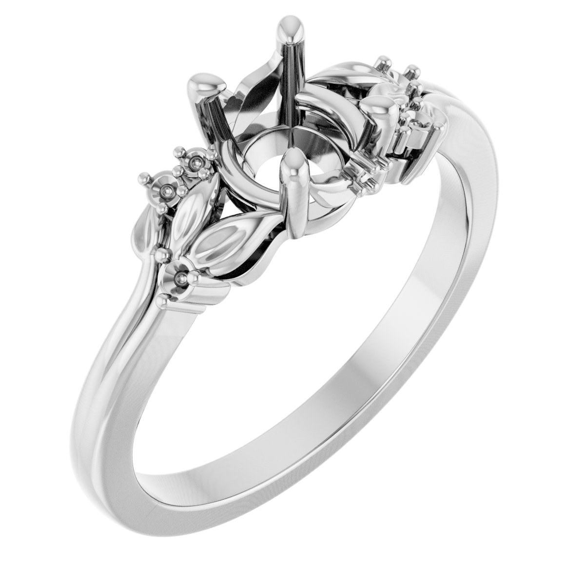 Accented Floral Engagement Ring or Band