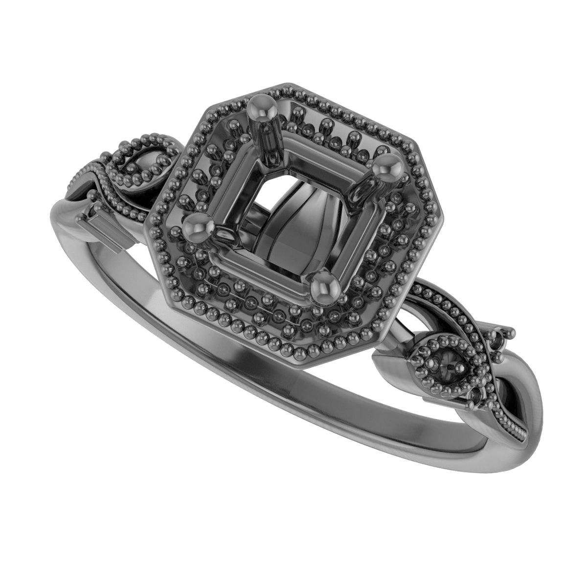 8 mm Asscher Engagement Ring Mounting view 5
