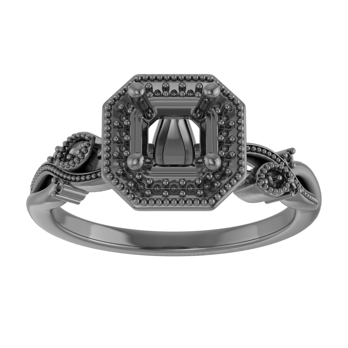 8 mm Asscher Engagement Ring Mounting view 3