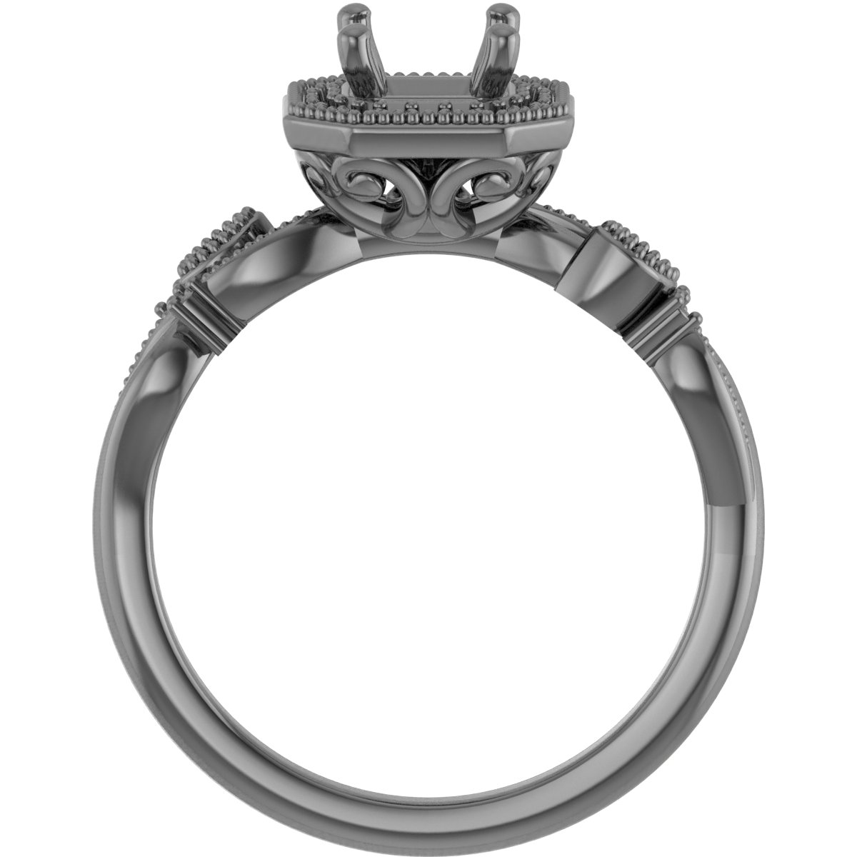 8 mm Asscher Engagement Ring Mounting view 2