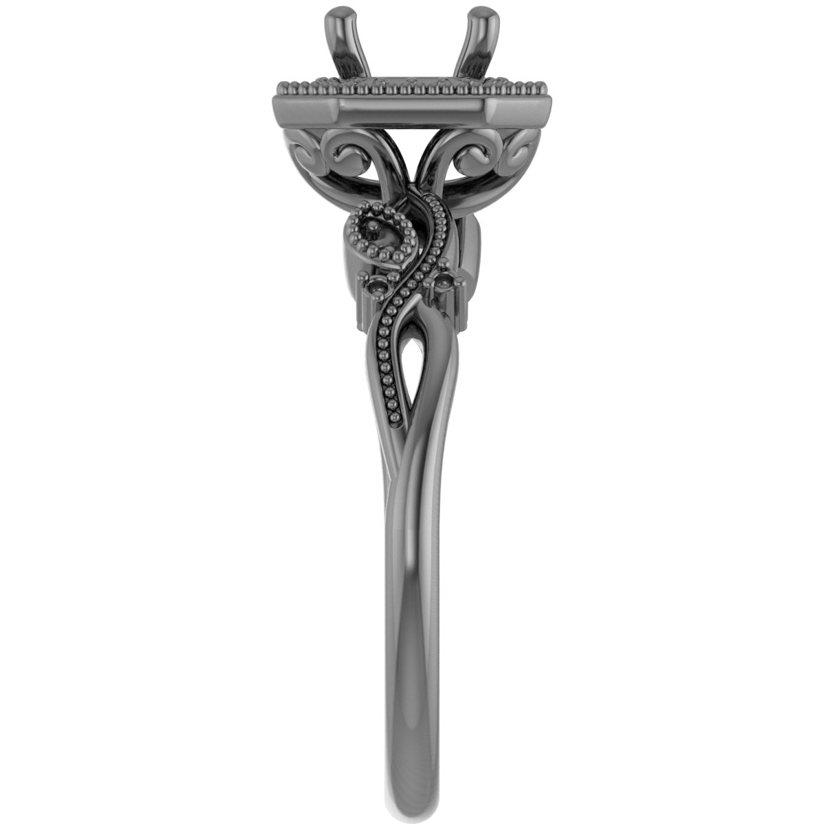 8 mm Asscher Engagement Ring Mounting view 4