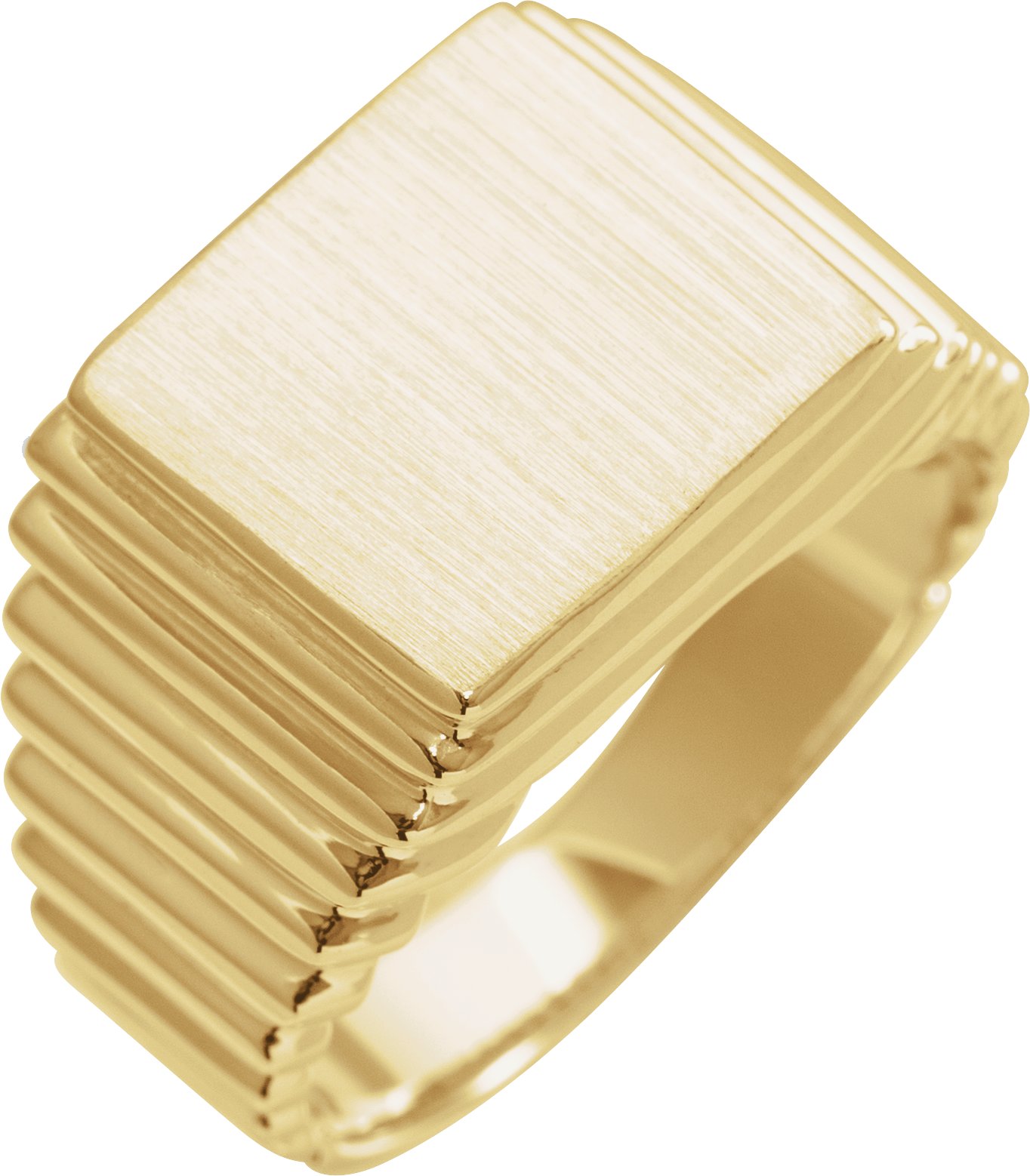 14K Yellow 14x13 mm Rectangle Signet Ring
