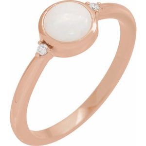 14K Rose Natural White Opal  & .03 CTW Natural Diamond Ring