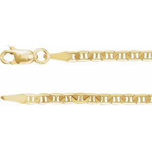 14K Yellow 2.25 mm Curbed Anchor 16" Chain