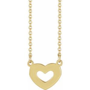 14K Yellow Engravable Family Heart 18" Necklace