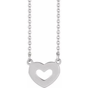 14K White Engravable Family Heart 18" Necklace