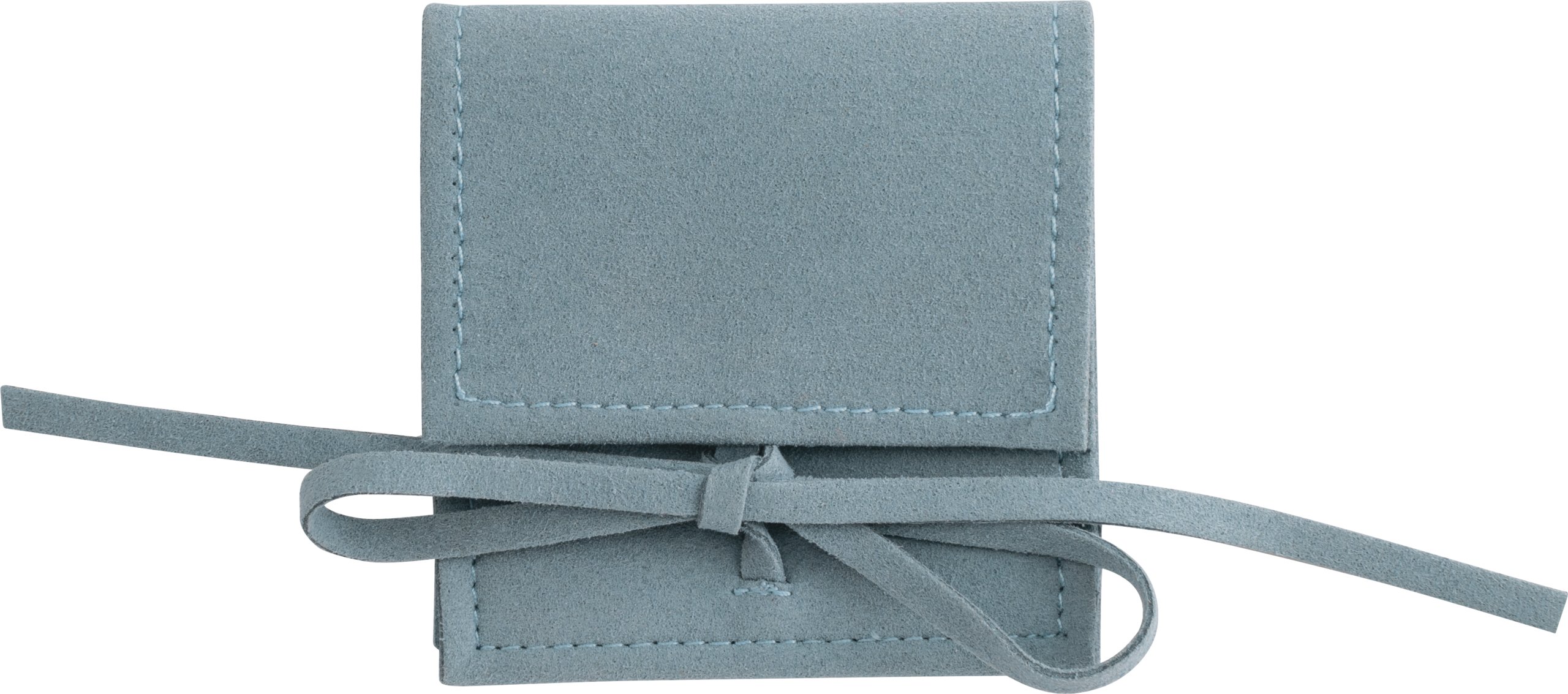 Suede Foldover Tie Pouch with Inner Divider