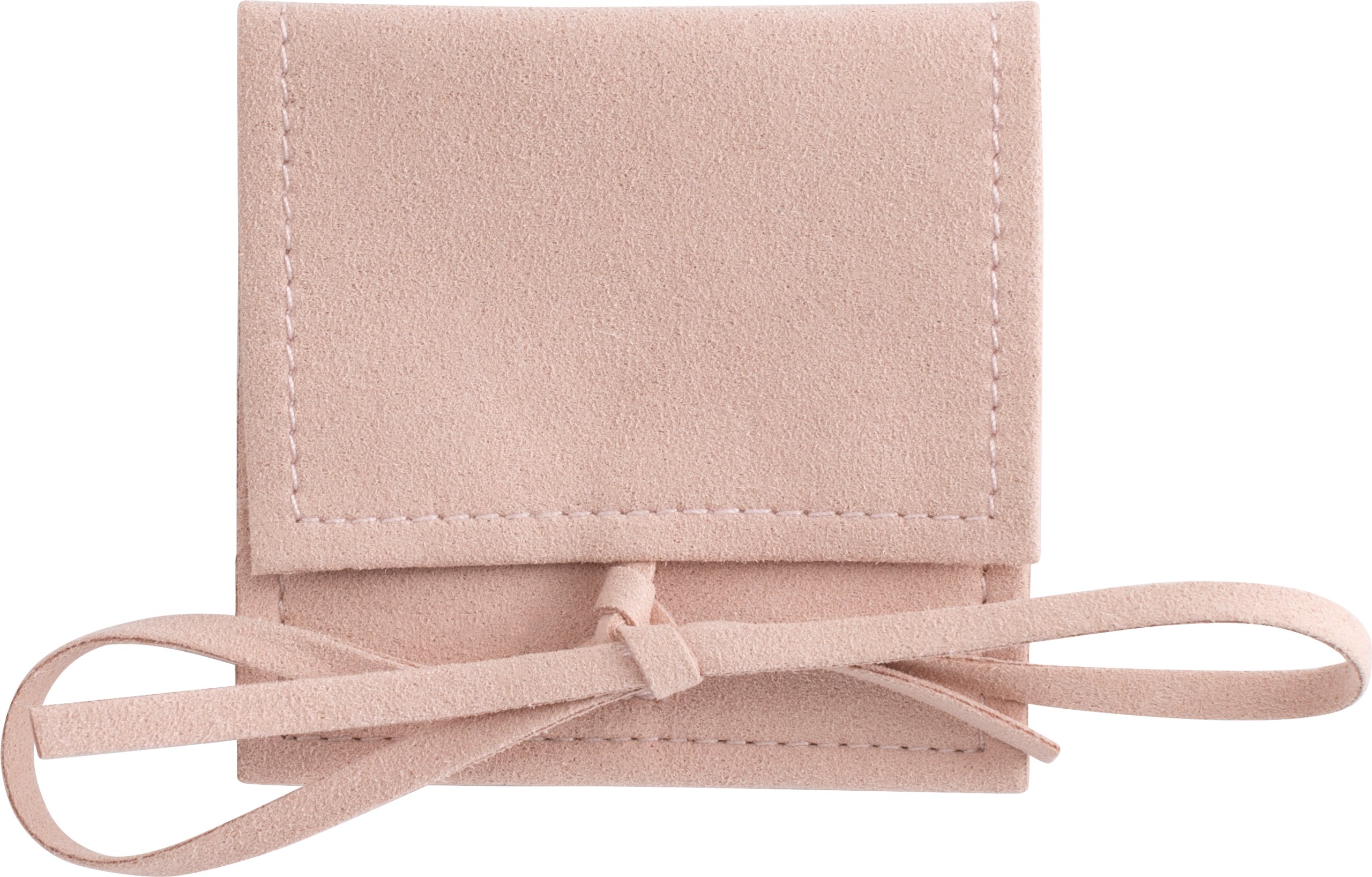 Suede Foldover Tie Pouch with Inner Divider