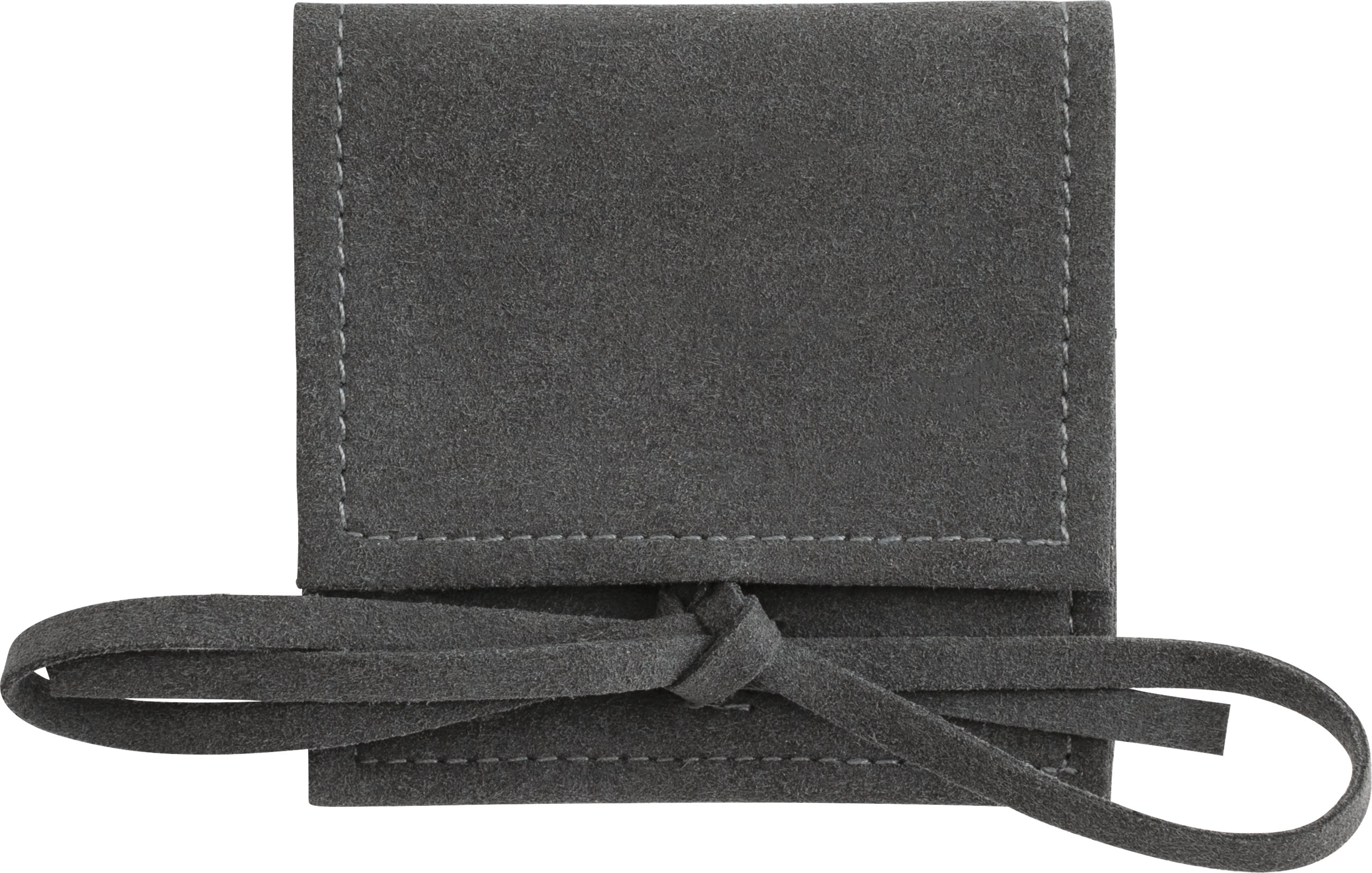Suede Foldover Tie Pouch with Inner Divider