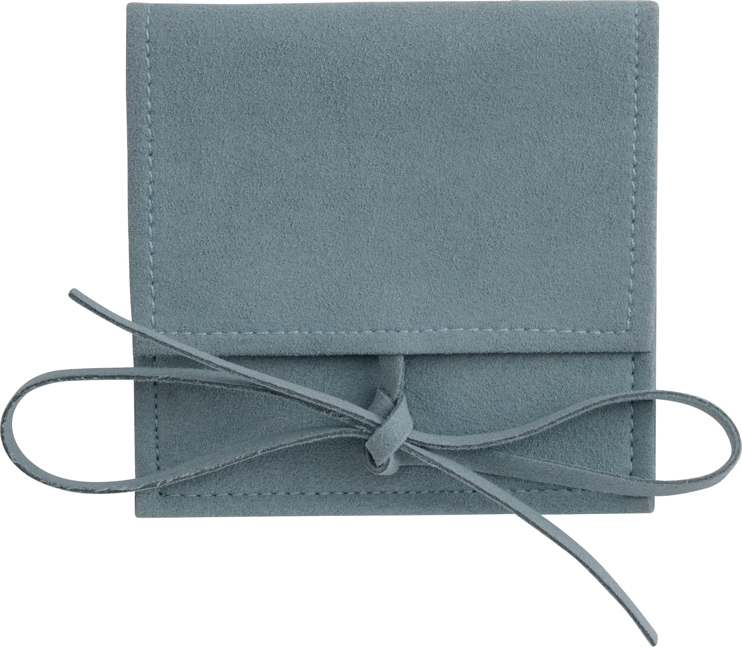 Suede Foldover Tie Pouch with Inner Divider