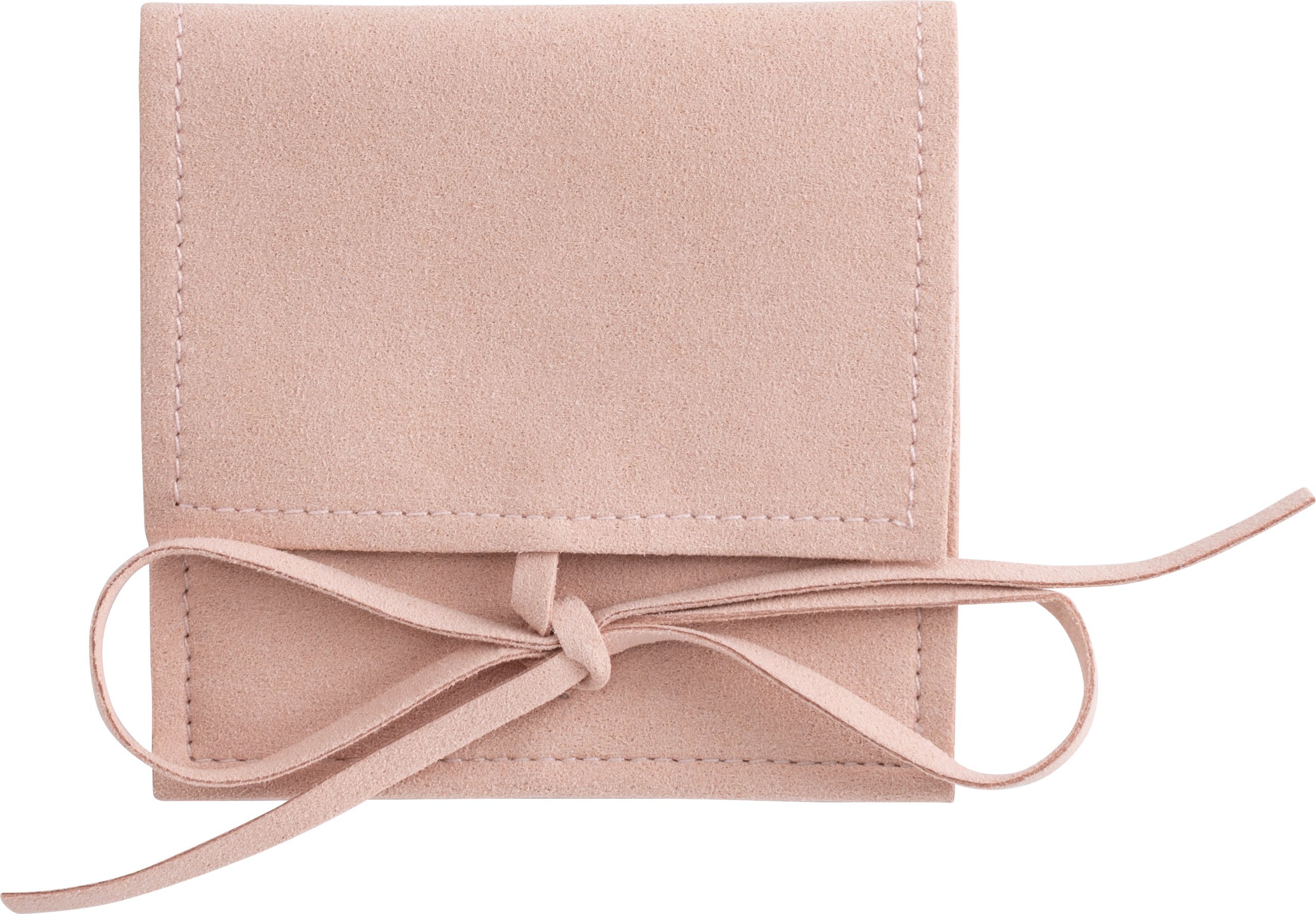 Suede Foldover Tie Pouch with Inner Divider