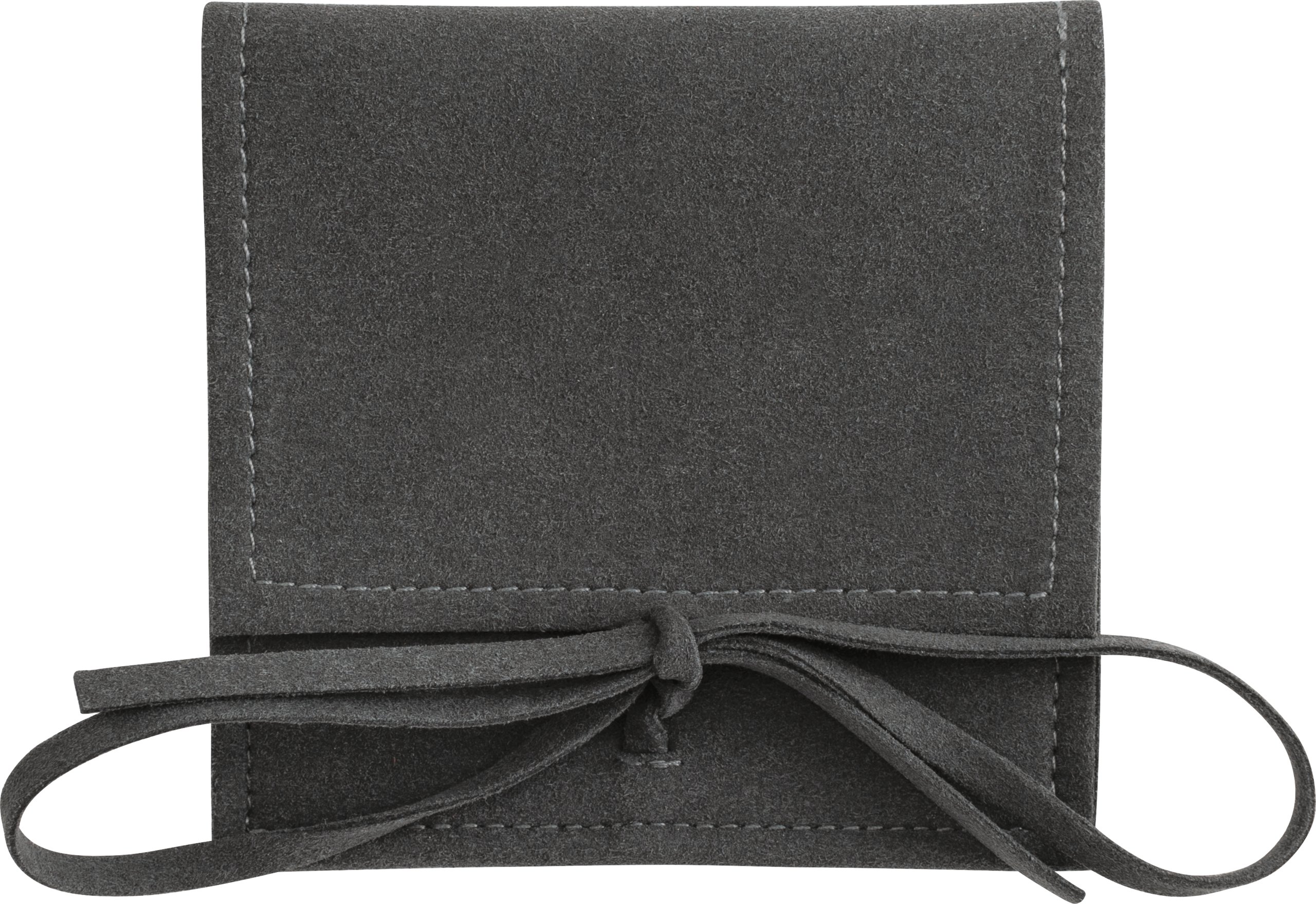 Suede Foldover Tie Pouch with Inner Divider