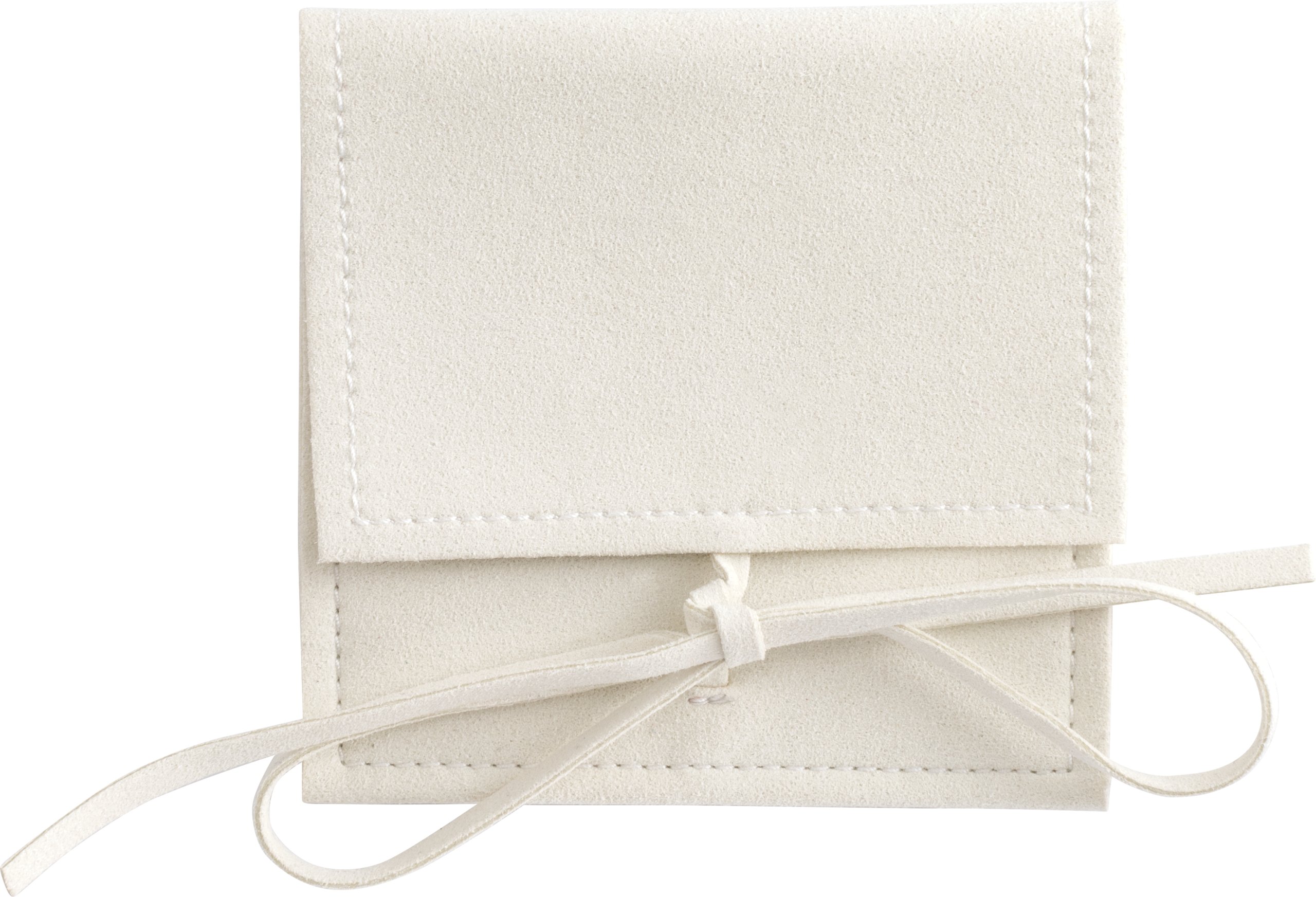 Suede Foldover Tie Pouch with Inner Divider