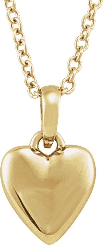 14K Yellow Puffy Heart 16-18" Necklace