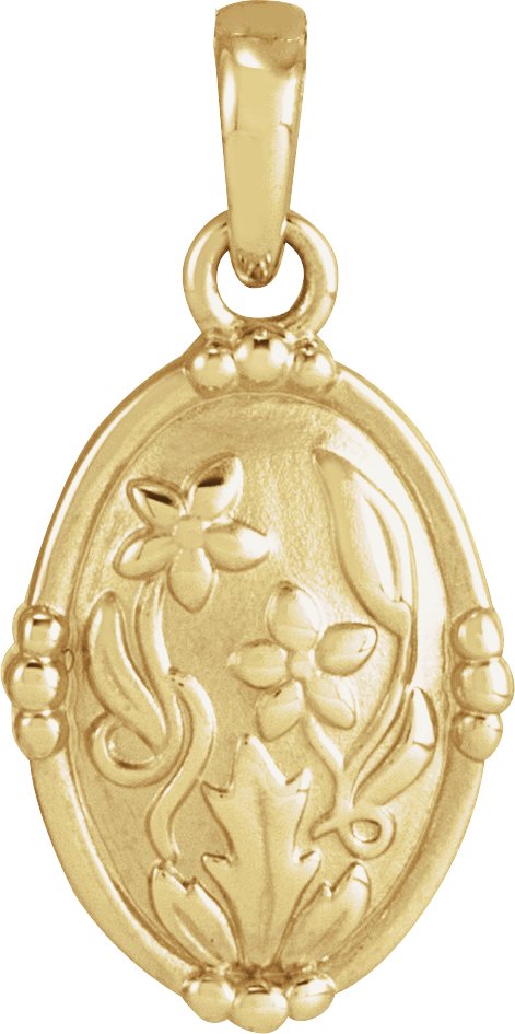 14K Yellow Vintage-Inspired Floral Pendant