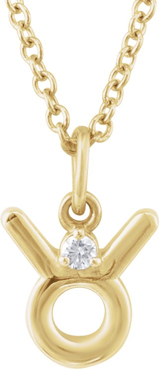 14K Yellow .015 CT Natural Diamond Taurus Zodiac 16-18" Necklace