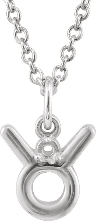 Sterling Silver 1.5 mm Round Accented Taurus Zodiac 16-18