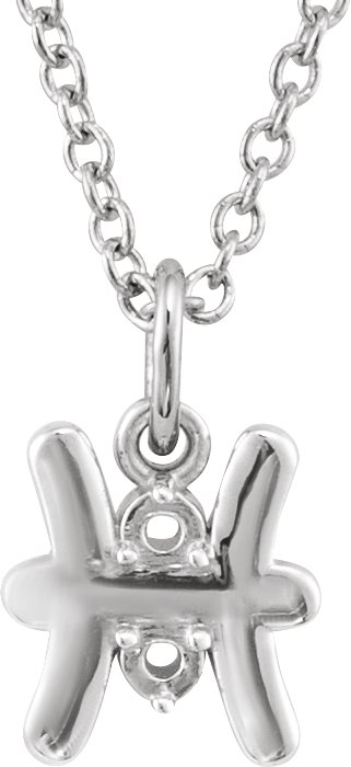 Sterling Silver 1.5 mm Round Accented Pisces Zodiac 16-18