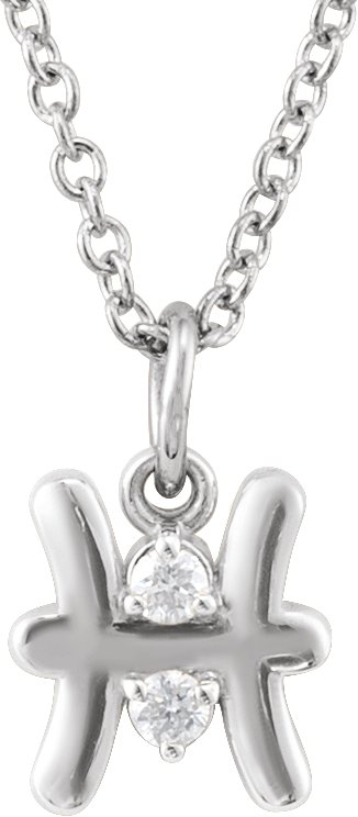 Sterling Silver .03 CTW Natural Diamond Pisces Zodiac 16-18