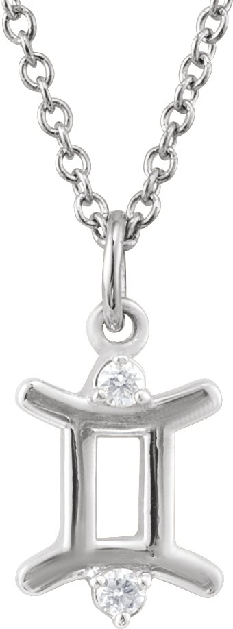 Sterling Silver .03 CTW Natural Diamond Gemini Zodiac 16-18