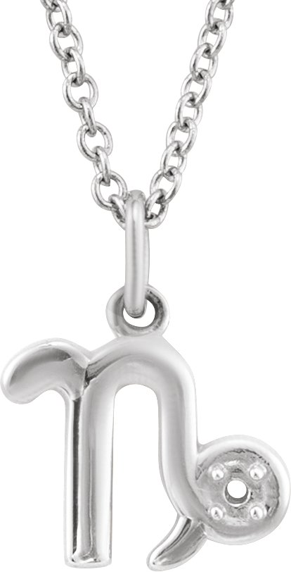 Sterling Silver 1.5 mm Round Accented Capricorn Zodiac 16-18
