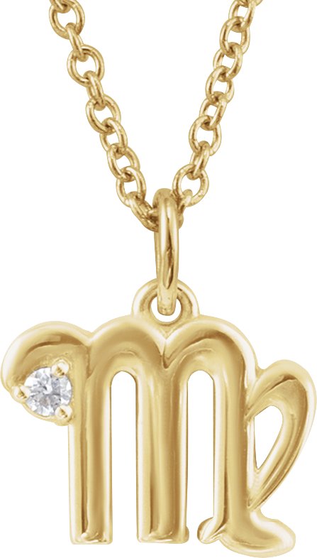 14K Yellow .015 CT Natural Diamond Virgo Zodiac 16-18" Necklace