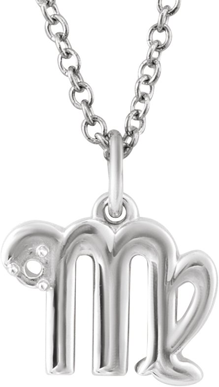 Sterling Silver 1.5 mm Round Accented Virgo Zodiac 16-18