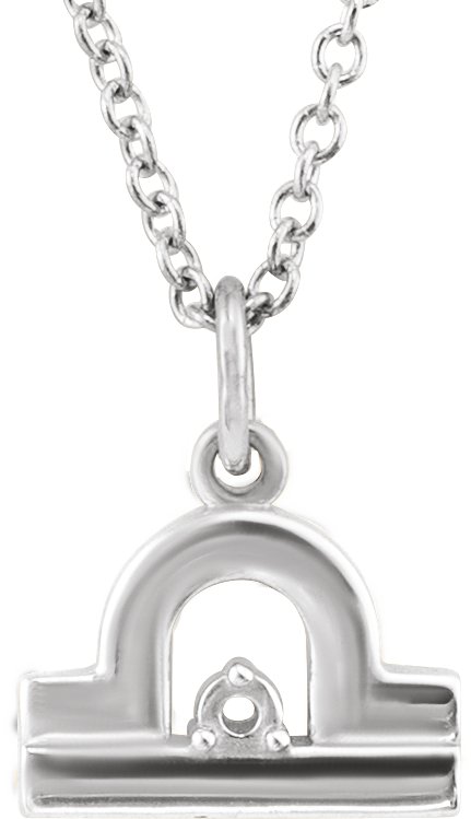Sterling Silver 1.5 mm Round Accented Libra Zodiac 16-18