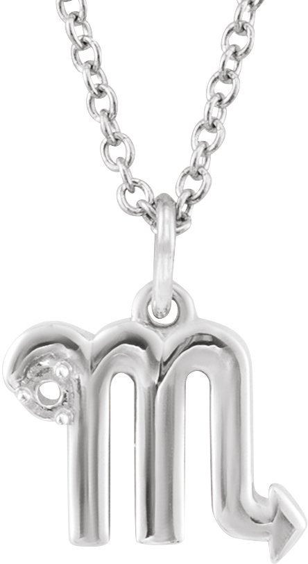 Sterling Silver 1.5 mm Round Accented Scorpio Zodiac 16-18