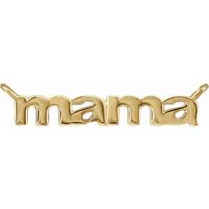 18K Yellow Script Mama Necklace Center