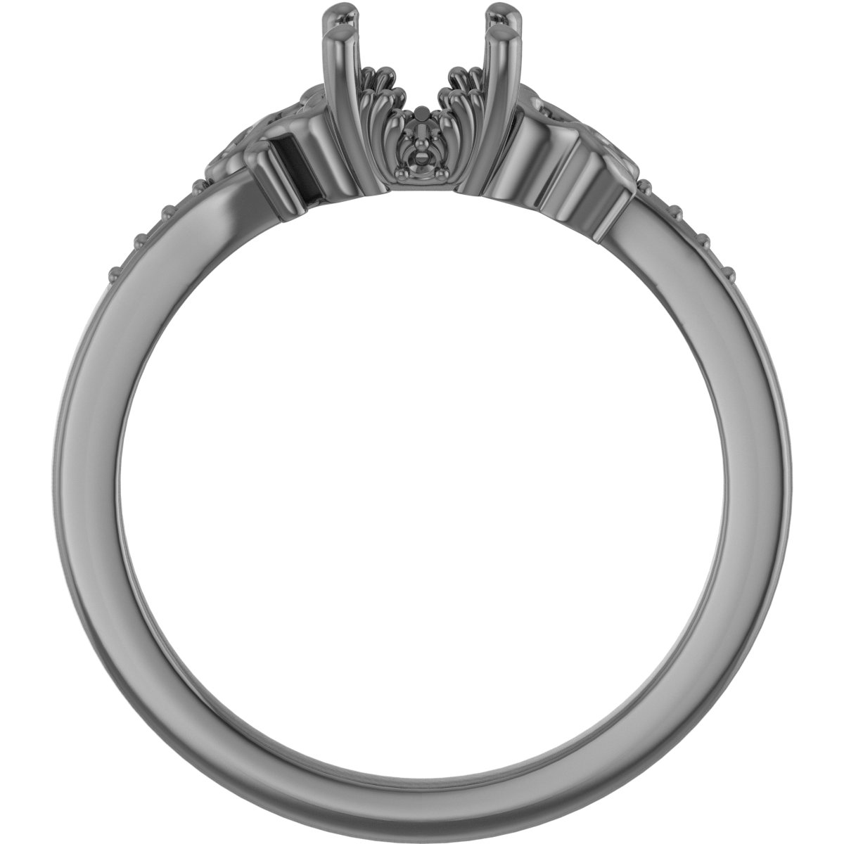 8 mm Square Engagement Ring Mounting view 2