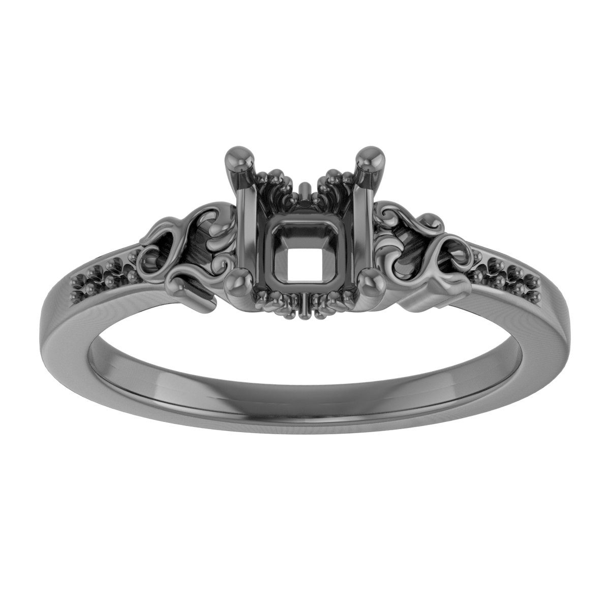 8 mm Square Engagement Ring Mounting view 3