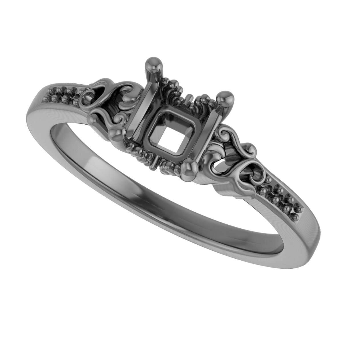 8 mm Square Engagement Ring Mounting view 5