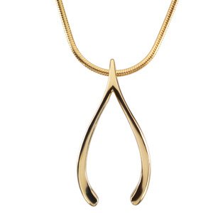 10K Yellow 24.25x12 mm Wishbone Pendant