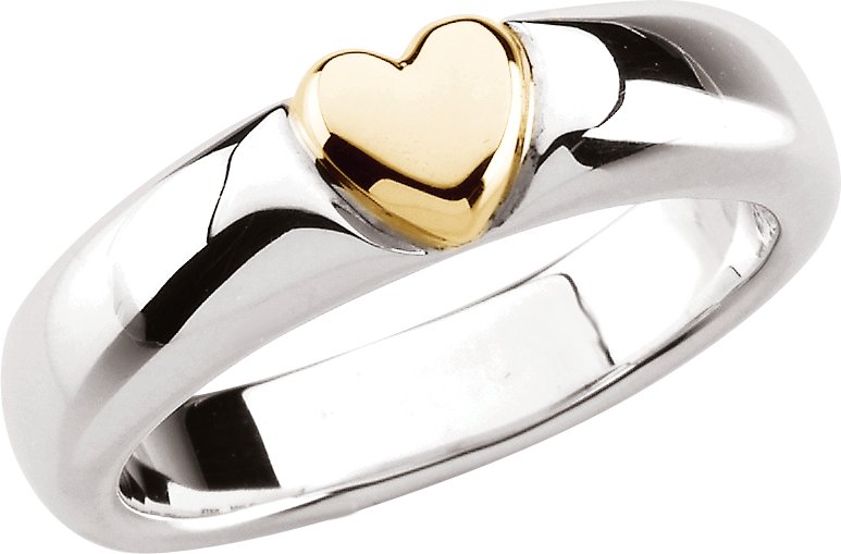 Sterling Silver & 14K Yellow Heart Ring