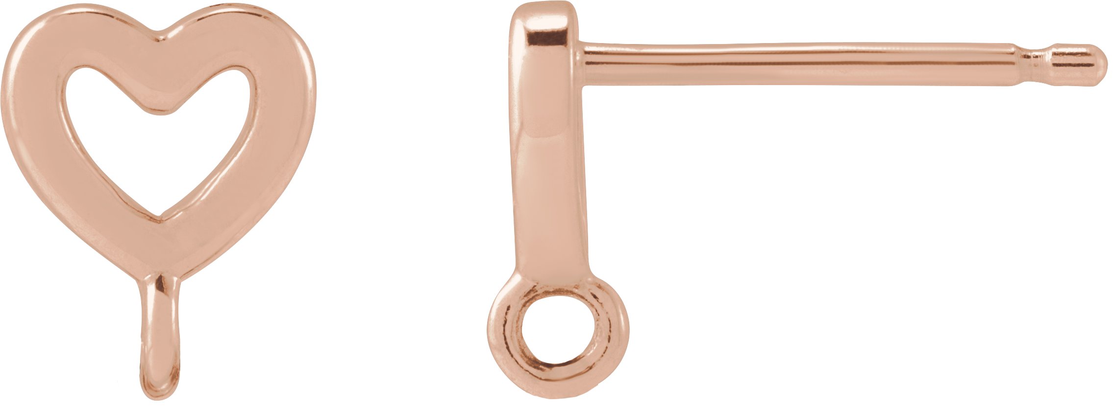 18K Rose Heart Earring Top