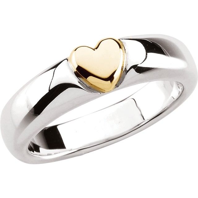 Sterling Silver & 14K Yellow Heart Ring