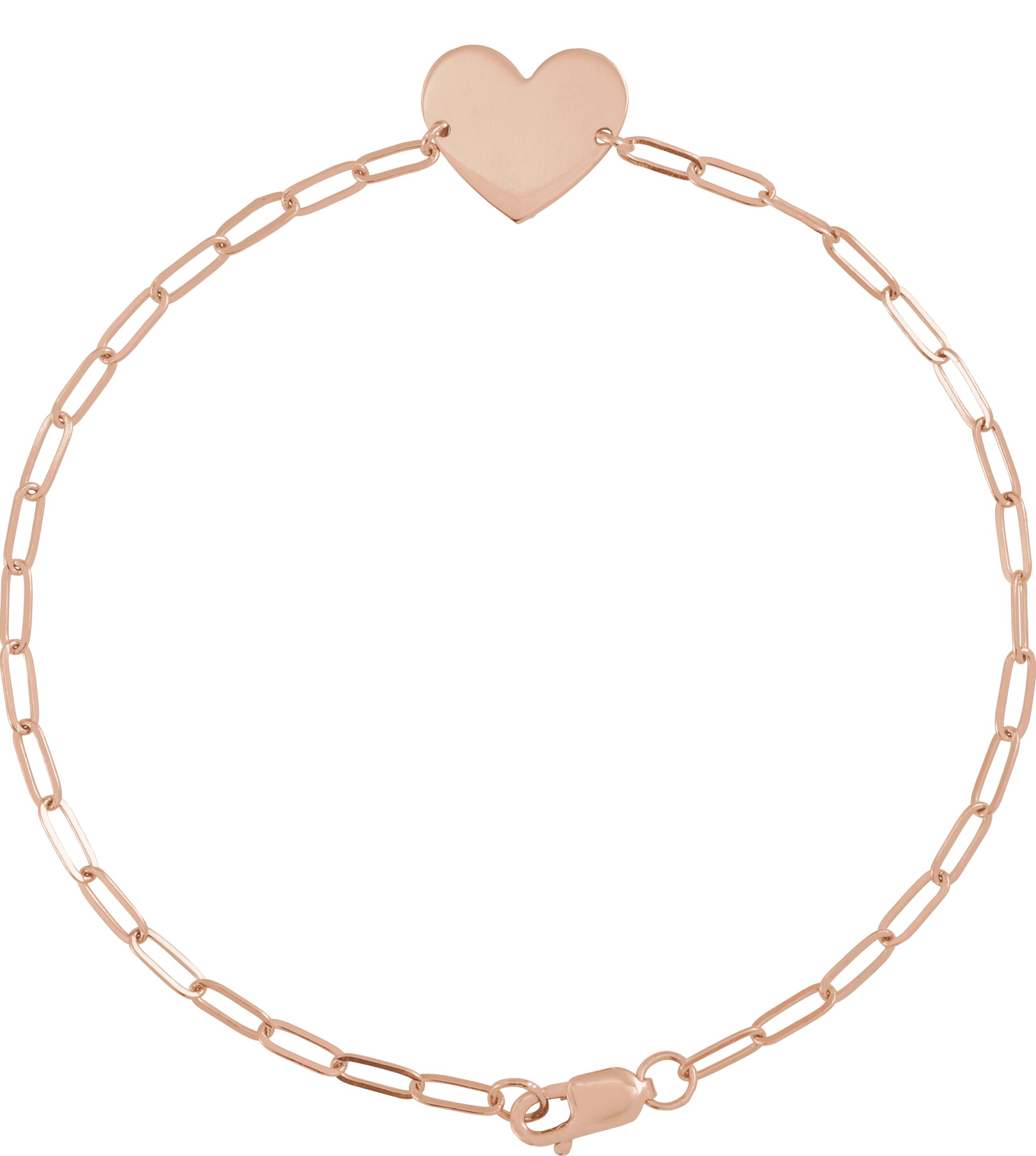 14K Rose Engravable Heart 7 Bracelet