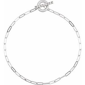 14K White 1/10 CTW Natural Diamond Toggle 7" Bracelet