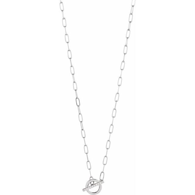 Sterling Silver .04 CTW Natural Diamond Toggle 16 Necklace