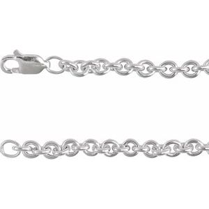 Sterling Silver 4 mm Cable 18" Chain