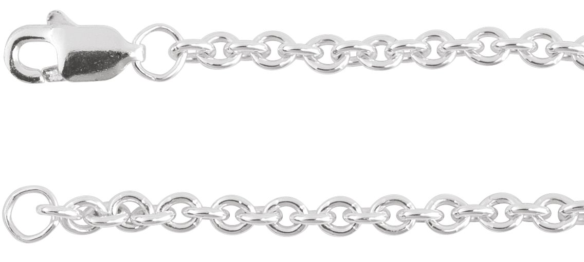 Sterling Silver 2.4 mm Cable 18" Chain