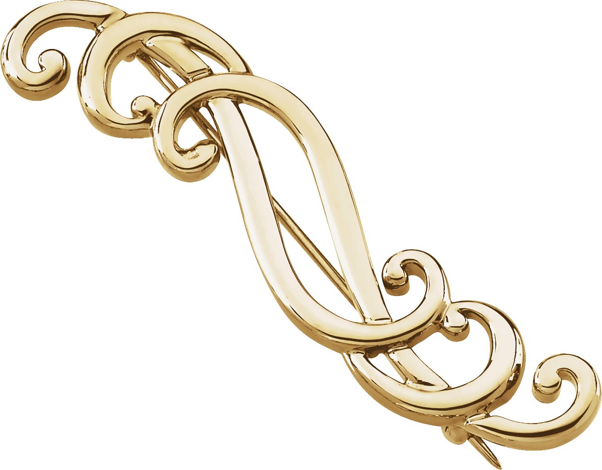 14K Yellow Gold Freeform Brooch