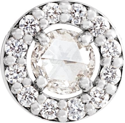 14K White 1/8 CTW Rose-Cut Natural Diamond Halo-Style Pendant